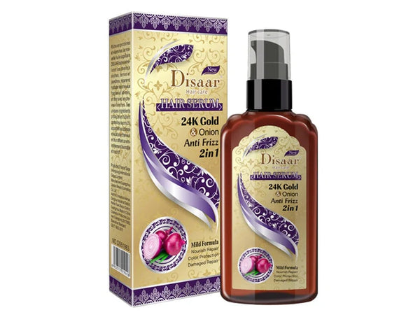 Disaar Hair Serum 2In1 24K Gold & Onion Anti Frizz Mild Formula 120Ml - Divine Beauty